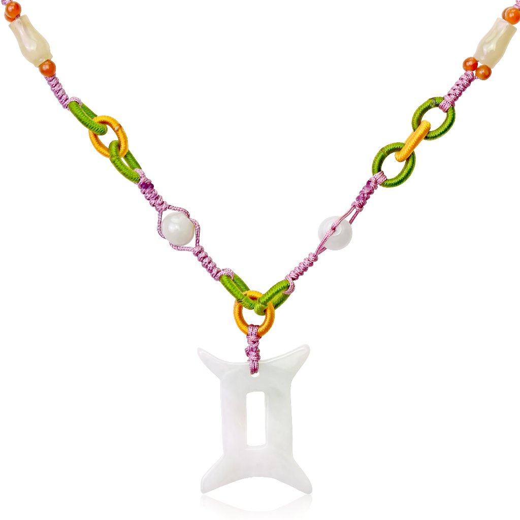 Gemini Astrology Handmade Jade Necklace Single Pendant